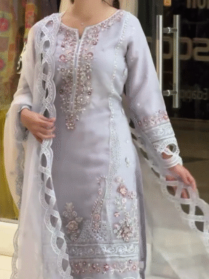 Women's Rayon Embroidered Kurta, Pant with Dupatta Set