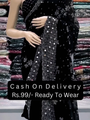 New Stylist Heavy Embroidered Party & Festive Wedding Wear Black Saree For Women
