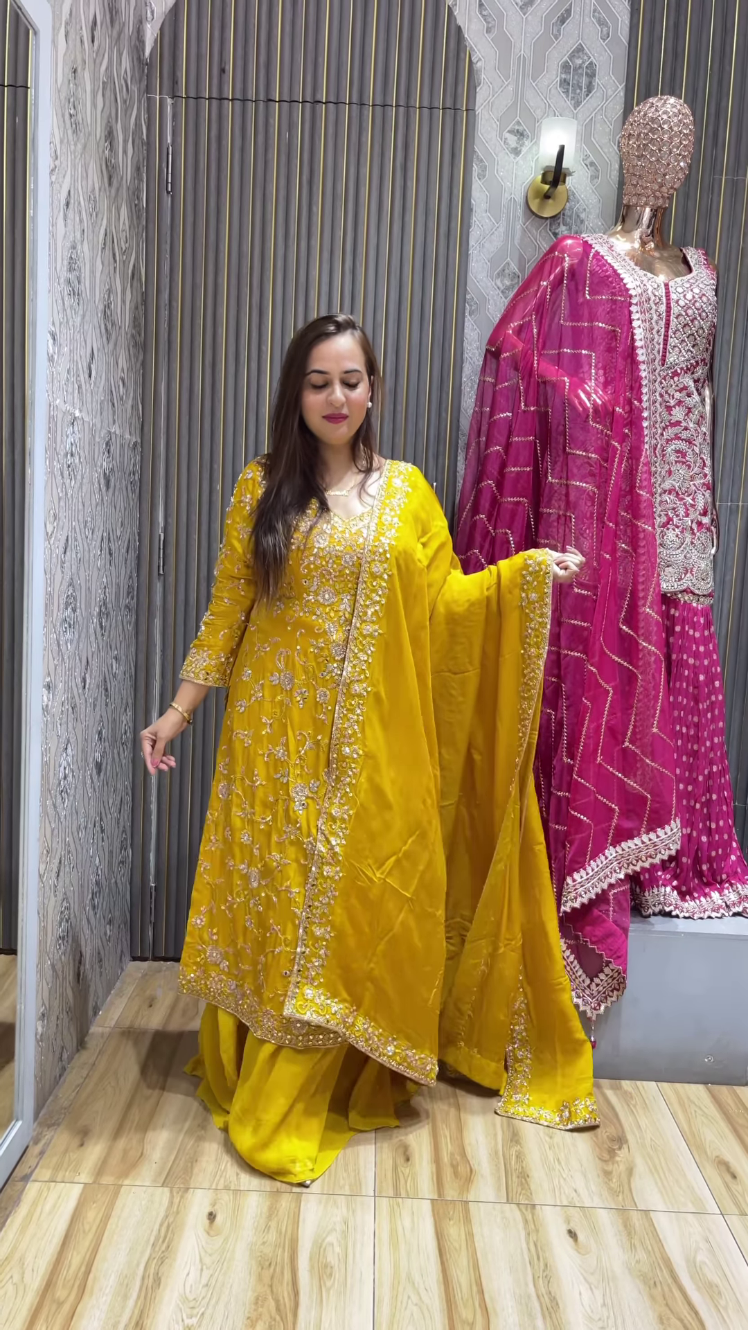 Women Yellow Ethnic Motifs Embroidered Gotta Patti Kurta with Sharara & Dupatta