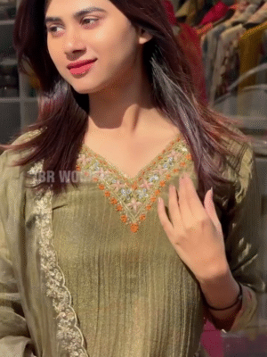 Printed Crape V-Neck Embroidery Kurta And Pant With Chinon Dupatta Full Suit set