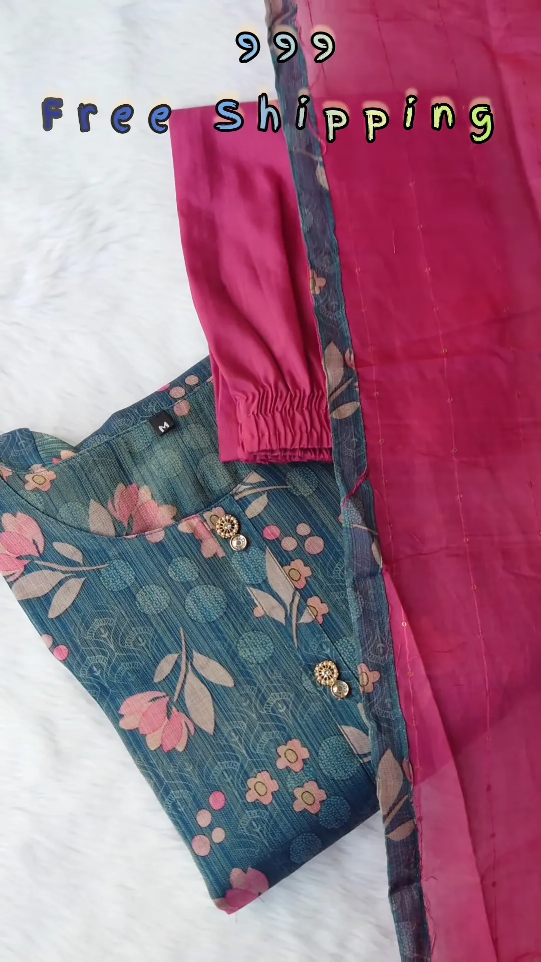 Stitched Cotton Silk Kurta, Bottom & Duppata Forest Green (3 Piece Set ) - Image 4