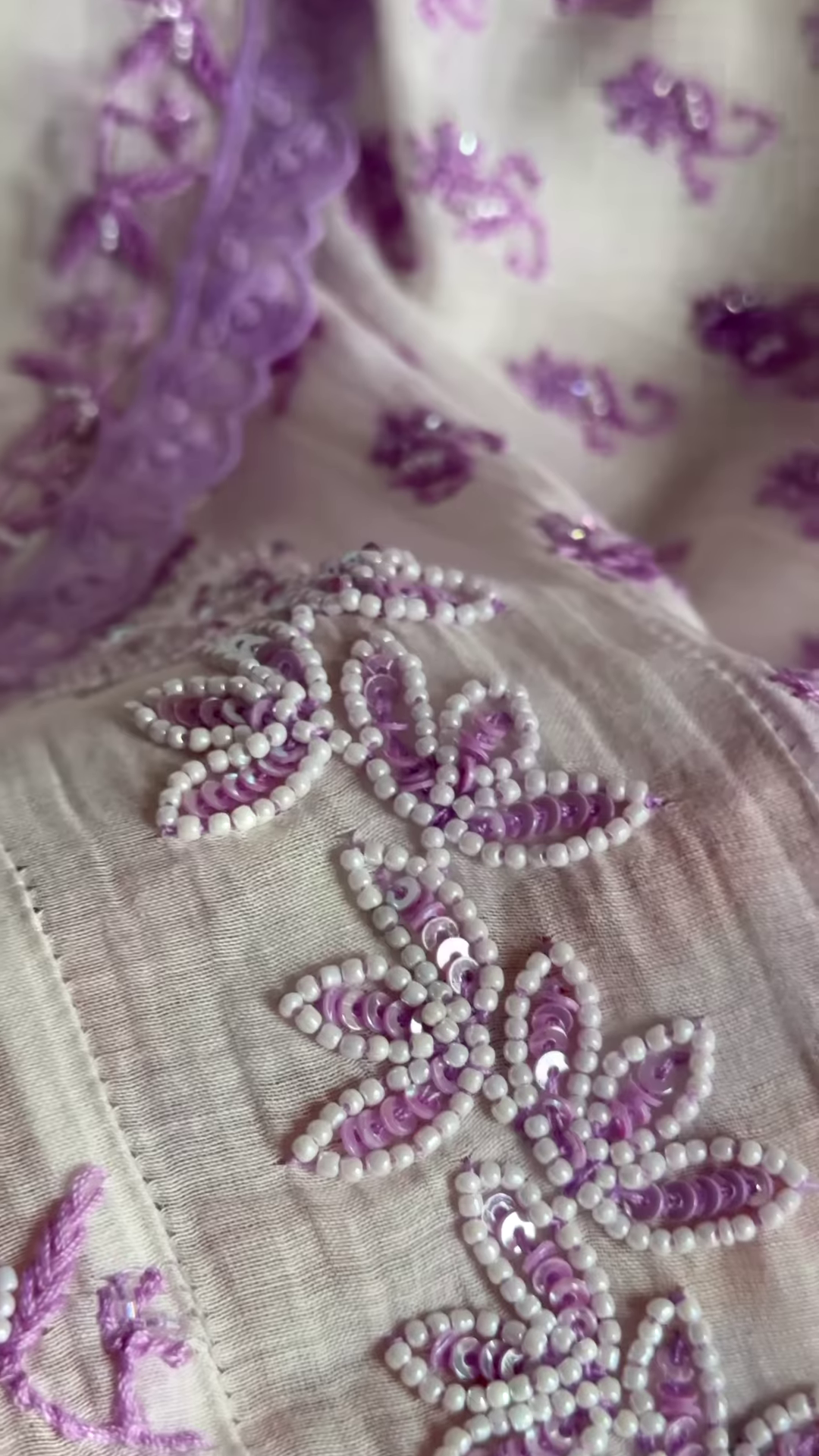 Embroidered Organza Unstitched Dress Material - Image 4