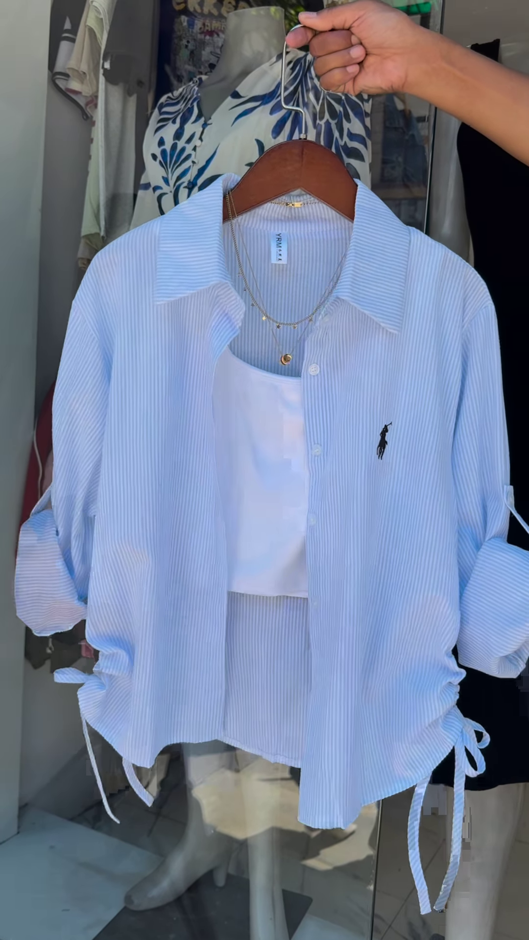 Classic Ralph Lauren Pinstripe Shirt with Contemporary Tank Styling