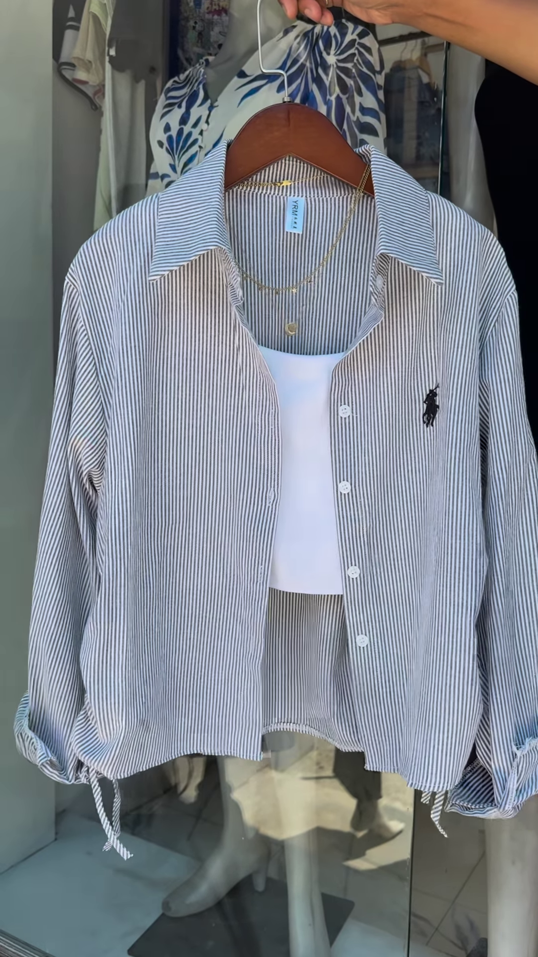 Classic Ralph Lauren Pinstripe Shirt with Contemporary Tank Styling - Image 3