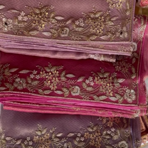 Elegant Zariwork Semi Crepe Unstitched Saree – A Perfect Blend of Tradition and Modernity