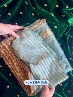 Beautiful Nylon Organza Embroidered Full Worked Saree With Stitched Blouse – Perfect for Weddings, Parties & Everyday Elegance