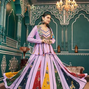 Lavender Jacket Style Chaniya Choli – Perfect for Navratri Festivities