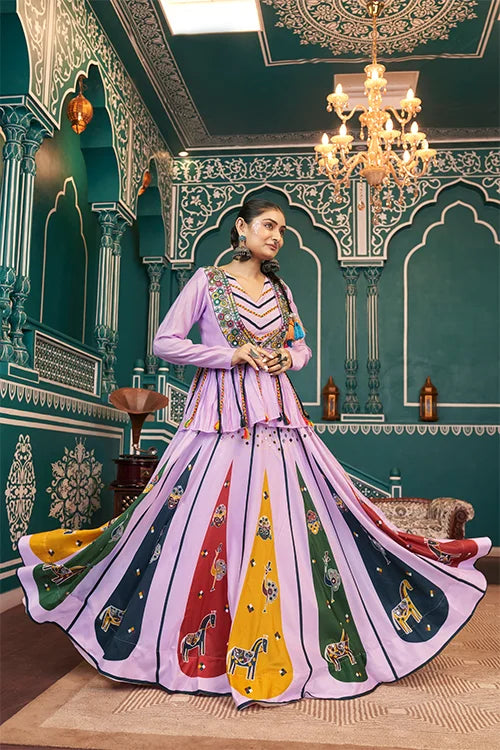 Lavender Jacket Style Chaniya Choli – Perfect for Navratri Festivities