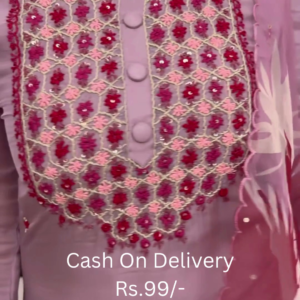 Women's Pink Chanderi Embroidered Kurta Pant Set with Printed Dupatta