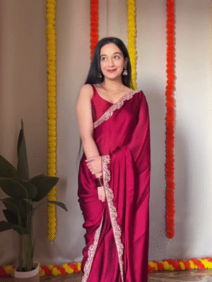 Women’s Ready-to-Wear Satin Silk Pre-Pleated Saree
