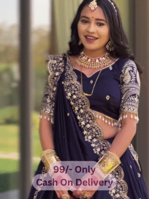 Blue Wedding Wear Heavy Georgette Embroidery Work Lehenga Choli ✨💙