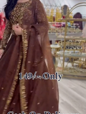 Royal Brown Embroidered Anarkali Set – Just ₹149 | COD Available