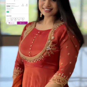 Radiant Elegance: Orange Soft Silk Anarkali Suit With Thread & Sequence Work