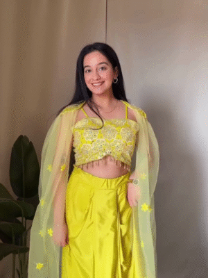 Embellished Stitched Lehenga with Jacket (Yellow)