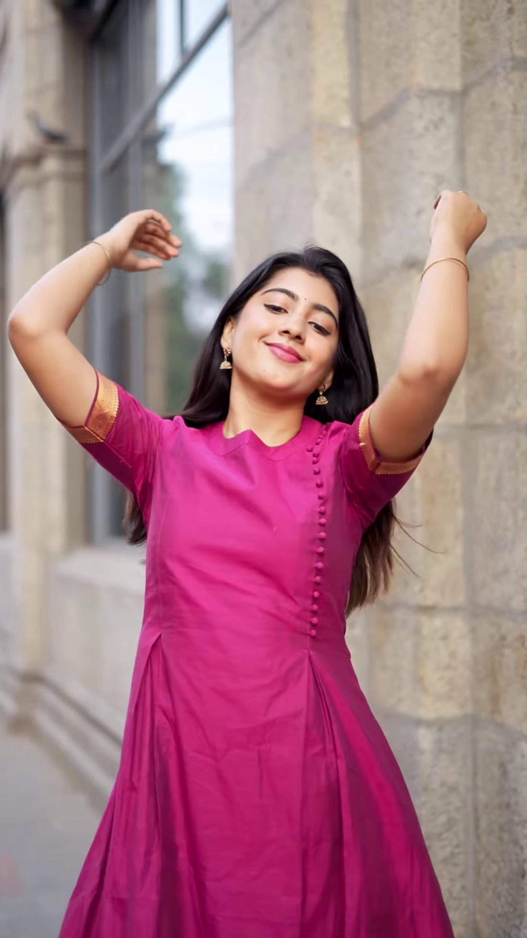 Elegant Magenta Flared Kurta Set with Gold Border – Timeless Ethnic Charm for Festive & Everyday Grace - Image 4