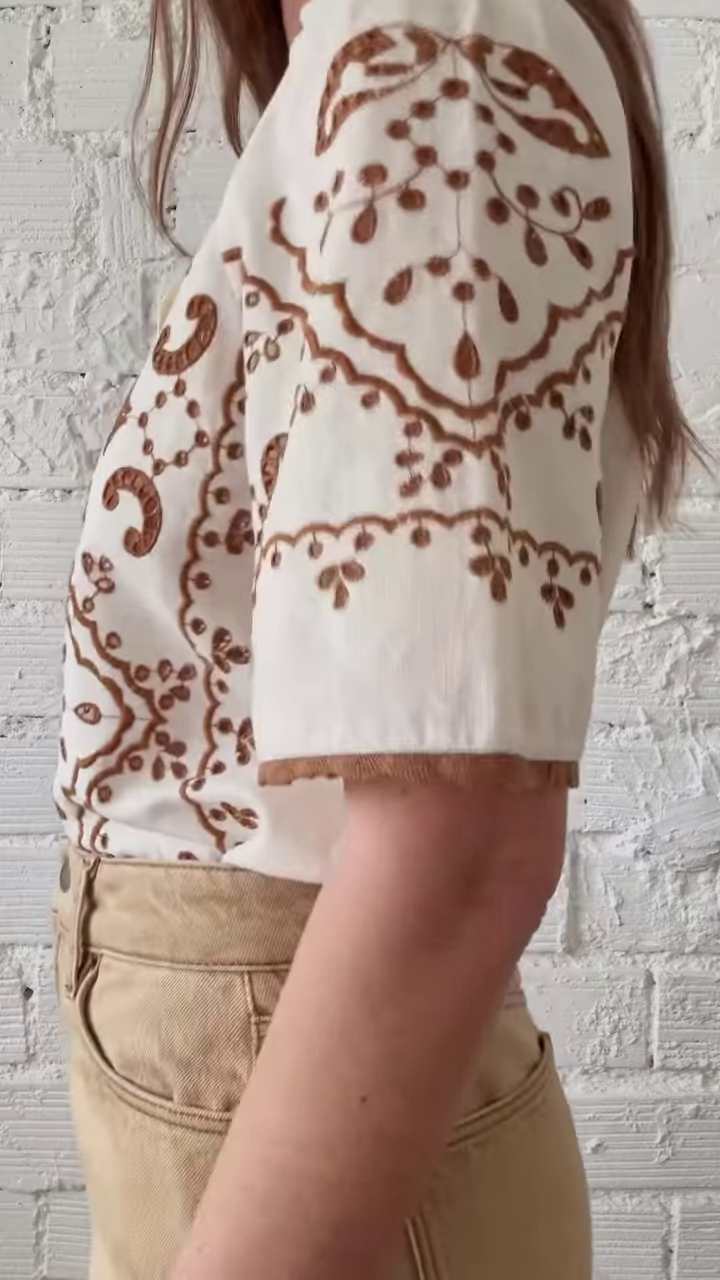 Boho-Inspired Embroidered Button-Down Shirt β Earthy Elegance in Every Stitch π - Image 2