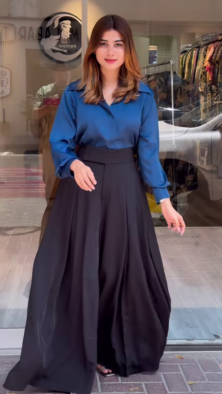 Power Meets Poise – Classic Collared Shirt & Pleated Trousers Set (Multi-Color Options Available) - Image 2