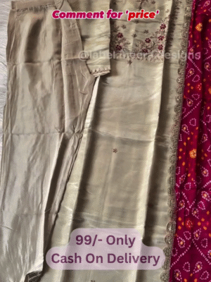 Cream/Beige Embroidered Kurti Set with Floral Dupatta