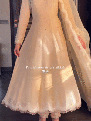 ✨Elegant Ivory Anarkali Dress with Dupatta