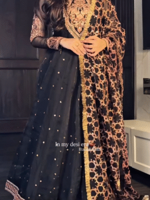 🖤 Royal Black & Gold Embroidered Anarkali Set
