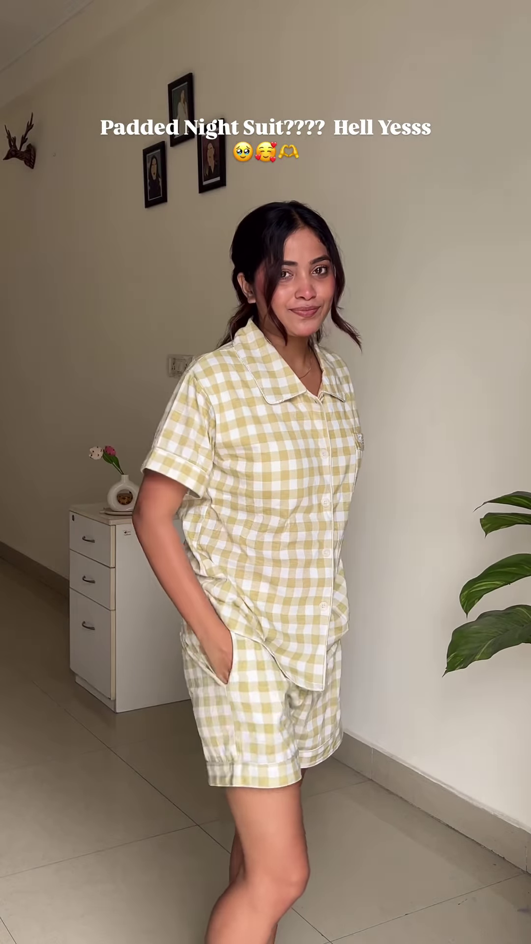 Padded Cotton Night Suit – Yellow Gingham Co-Ord Set for Ultimate Comfort & Style