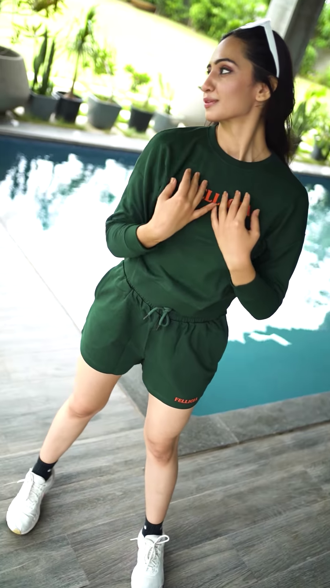 Unisex Bright Pink Tracksuit with Drawstring Joggers & Printed Sweatshirt – Casual Athleisure Set Styled with White Sneakers - Image 9