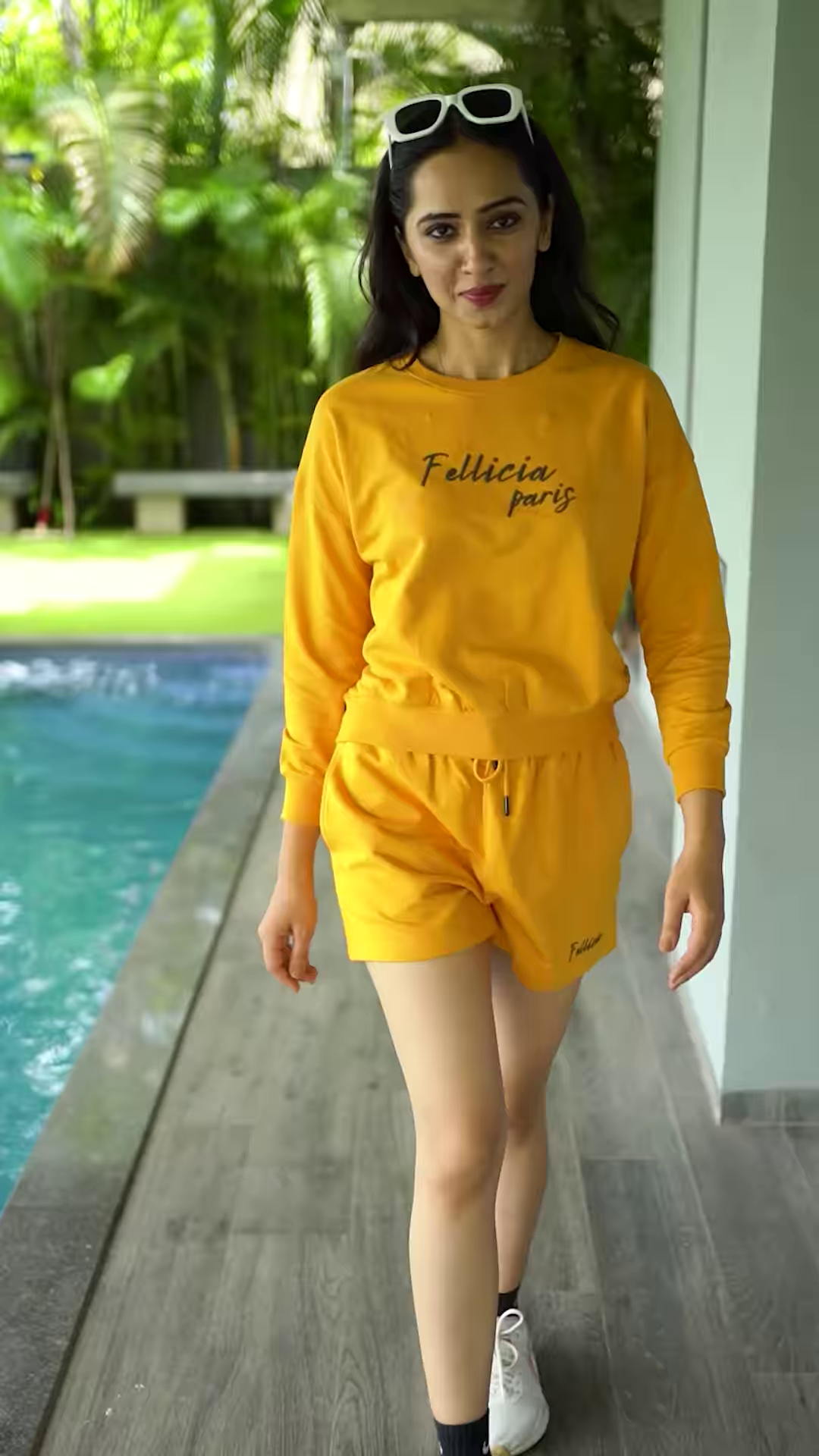 Unisex Bright Pink Tracksuit with Drawstring Joggers & Printed Sweatshirt – Casual Athleisure Set Styled with White Sneakers - Image 7