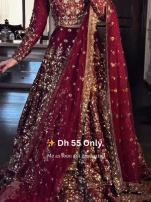 ✨ Royal Maroon Bridal Lehenga – Dh 55 Only! ✨