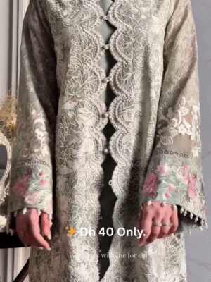 🌸 Elegant Pastel Green Embroidered 3-Piece Eid Outfit – Dh 40 Only! 🌸
