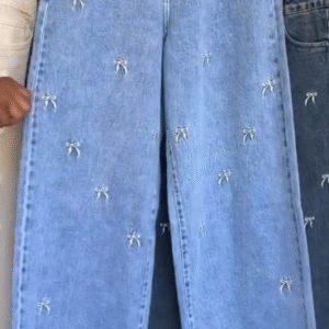 Bow Bliss Wide-Leg Denim Jeans – Cute Details, Everyday Comfort 🎀👖