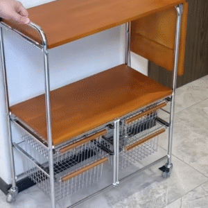 🪵 SmartServe™ Rolling Storage & Utility Trolley – Compact Design, Maximum Convenience ✨