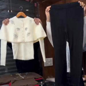 Ivory Pearl Knit Co-Ord Set – Elegant Winter Chic with Modern Grace 🤍✨