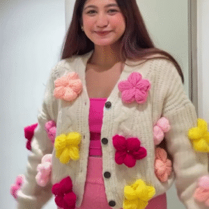 Floral Plush Knit Cardigan for Women | Soft, Cozy & Cute Winter Wear