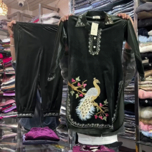 ✨Luxury Velvet Peacock Embroidered Winter Suit Set – Elegant, Warm & Timeless✨