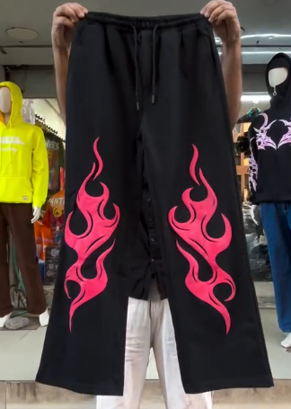 π₯ Inferno Streetwear Wide-Leg Pants β Bold Graphics, Maximum Attitude π₯