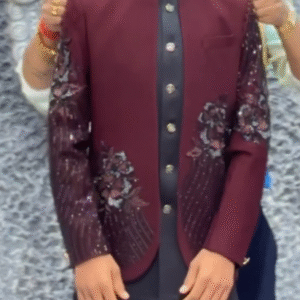 👑 Royal Maroon Embroidered Nehru Jacket – A Statement of Timeless Elegance 👑