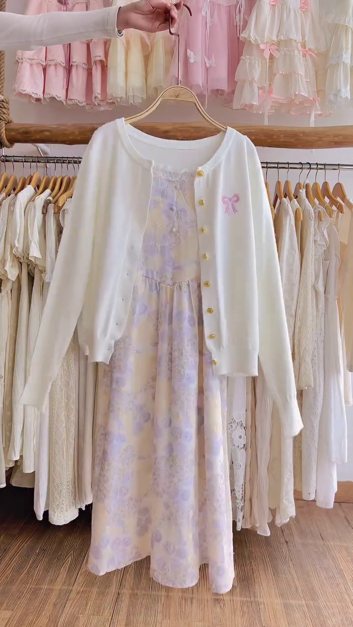 🎀✨ “Sweet Blossom Pastel Dress & Cardigan Set – Soft Girl Aesthetic Dream Outfit” ✨🎀 - Image 2