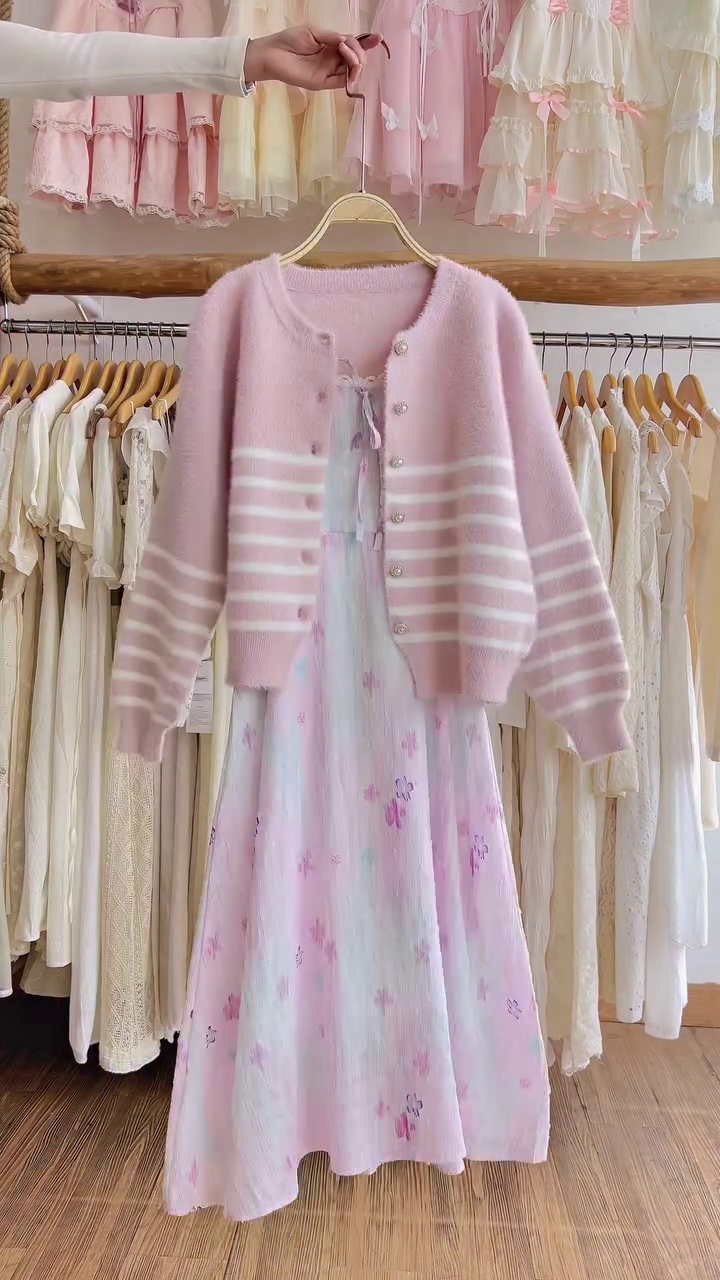 🎀✨ “Sweet Blossom Pastel Dress & Cardigan Set – Soft Girl Aesthetic Dream Outfit” ✨🎀 - Image 3