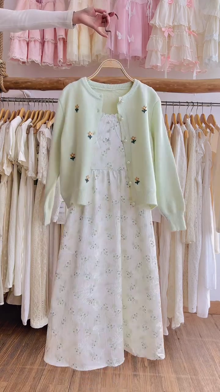 🎀✨ “Sweet Blossom Pastel Dress & Cardigan Set – Soft Girl Aesthetic Dream Outfit” ✨🎀 - Image 5