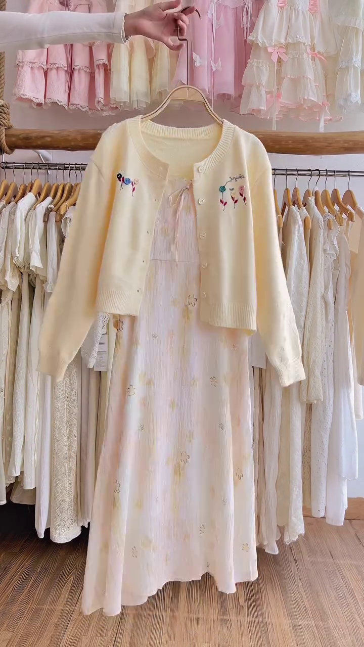 🎀✨ “Sweet Blossom Pastel Dress & Cardigan Set – Soft Girl Aesthetic Dream Outfit” ✨🎀 - Image 7