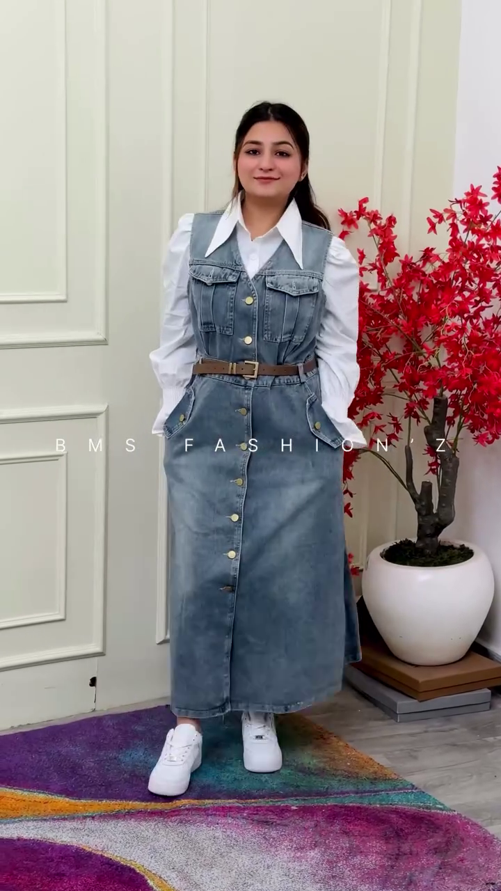 π Classic Denim Pinafore Maxi Dress with Belt β Timeless Style Meets Modern Comfort π