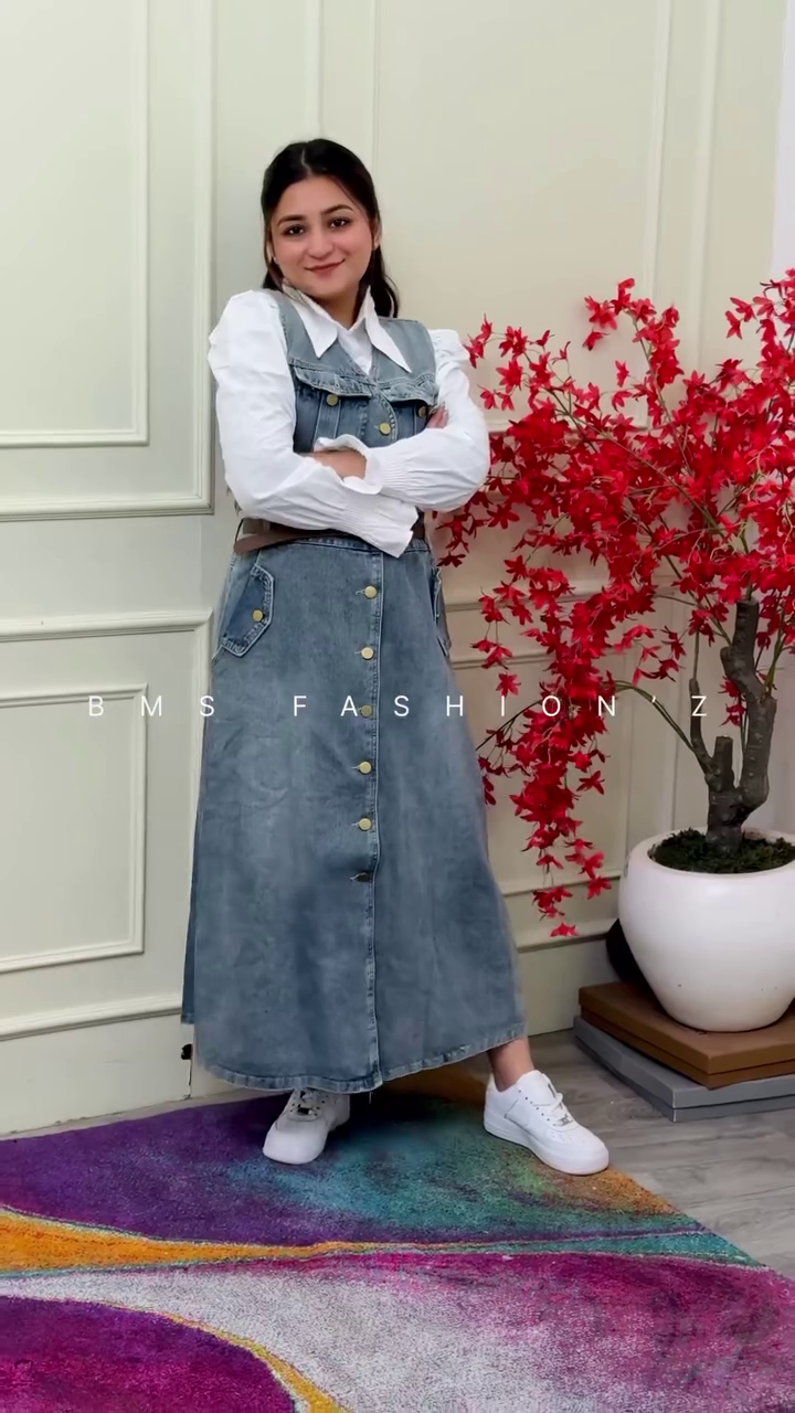 π Classic Denim Pinafore Maxi Dress with Belt β Timeless Style Meets Modern Comfort π - Image 3