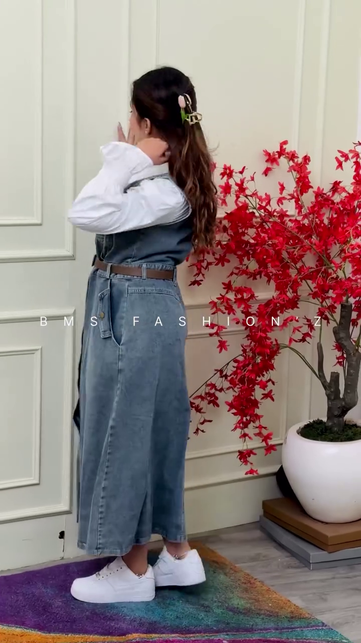 π Classic Denim Pinafore Maxi Dress with Belt β Timeless Style Meets Modern Comfort π - Image 4