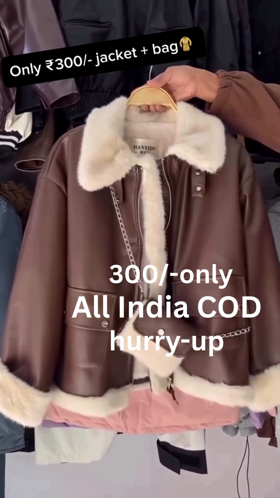 Winter Luxe Fur-Collar Jacket with Sling Bag β Premium Style at Just βΉ300 π§₯β¨ - Image 2