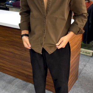 Olive Heritage Embroidered Shirt – Bold Back Detail, Premium Casual Style 🌿✨