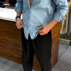 Sky Blue Vintage-Wash Denim Shirt – Effortless Style, Everyday Confidence 💙✨