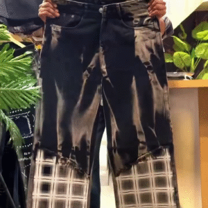 🖤 Streetcore Check Fade Wide-Leg Denim Pants 🖤