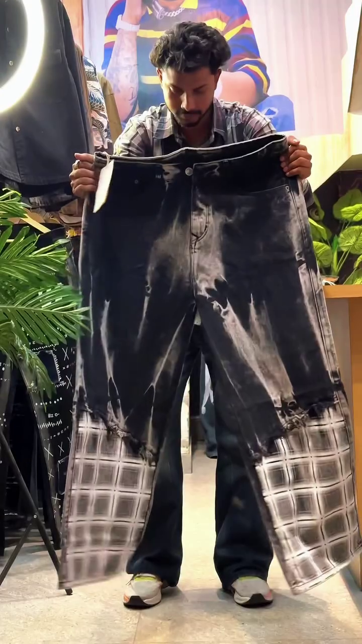 π€ Streetcore Check Fade Wide-Leg Denim Pants π€ - Image 4