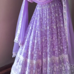 ✨ Lavender Embroidered Anarkali Set – Pure Elegance in Every Twirl ✨