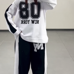 🔥 NY80 StreetStyle Co-Ord Set – Oversized Sweatshirt & Wide-Leg Joggers 🔥